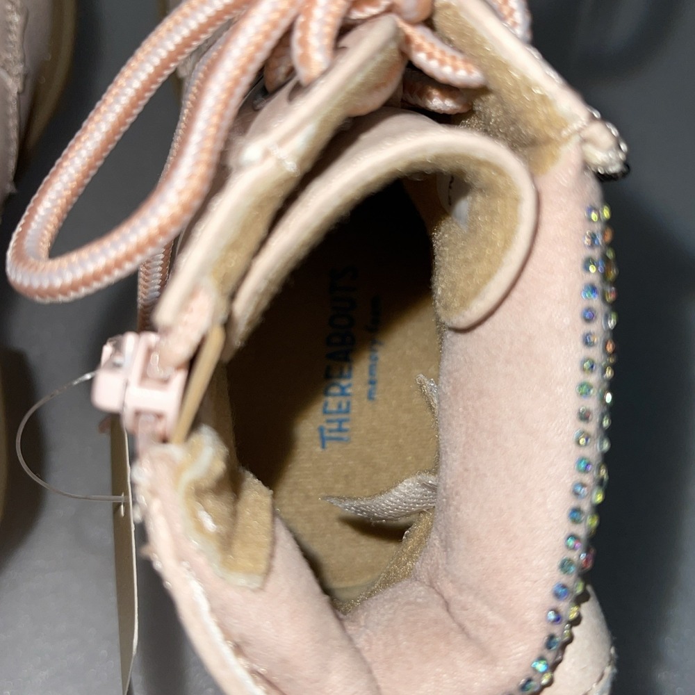Therabouts Kinsley Pink Rhinestone Hiker Block Heel Boots Girls Size 11 NEW - Picture 16 of 16